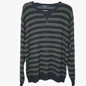 Daniel Cremieux Men's Sweater Merino Wool Blend Striped Blue & Gray Size XXL NWT